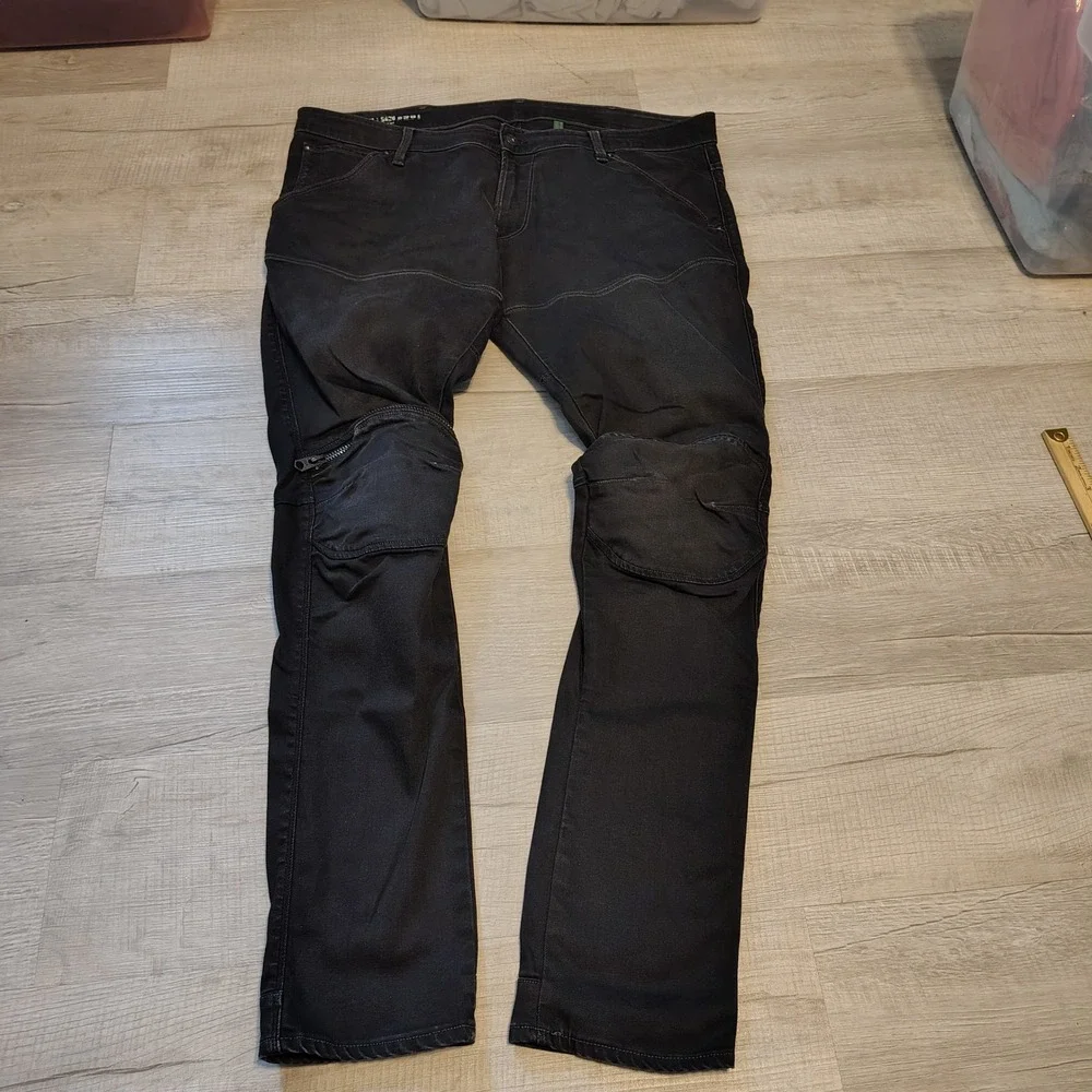 G-Star RAW 5620 3D Zip Knee Skinny Jeans Mens 40x34 Black Elwood Moto Denim